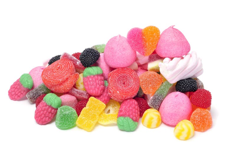 A pile of candies on a white background. A pile of candies on a white background