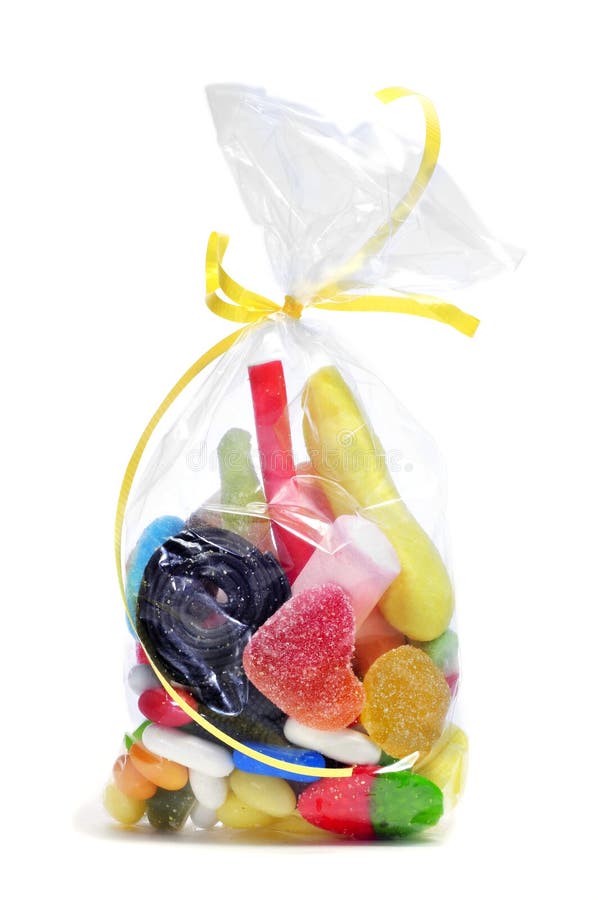 A bag with candies on a white background. A bag with candies on a white background