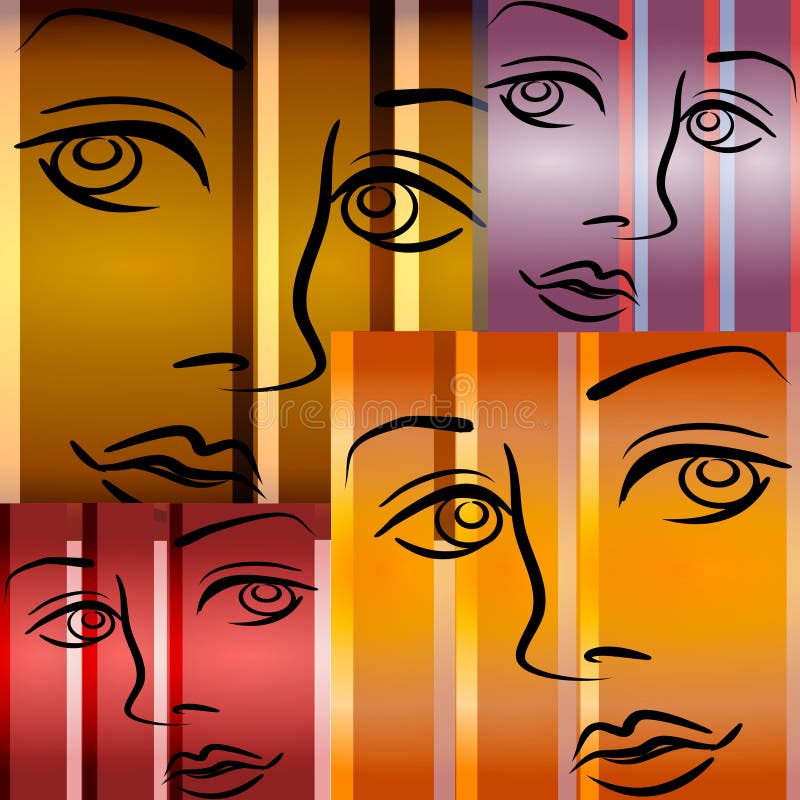 Caras de la hembra del arte abstracto libre illustration Caras de la hembra del arte abstracto libre illustration
