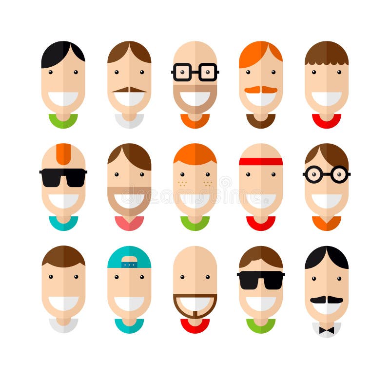 Caras masculinas sonrientes felices fijadas libre illustration Caras masculinas sonrientes felices fijadas libre illustration