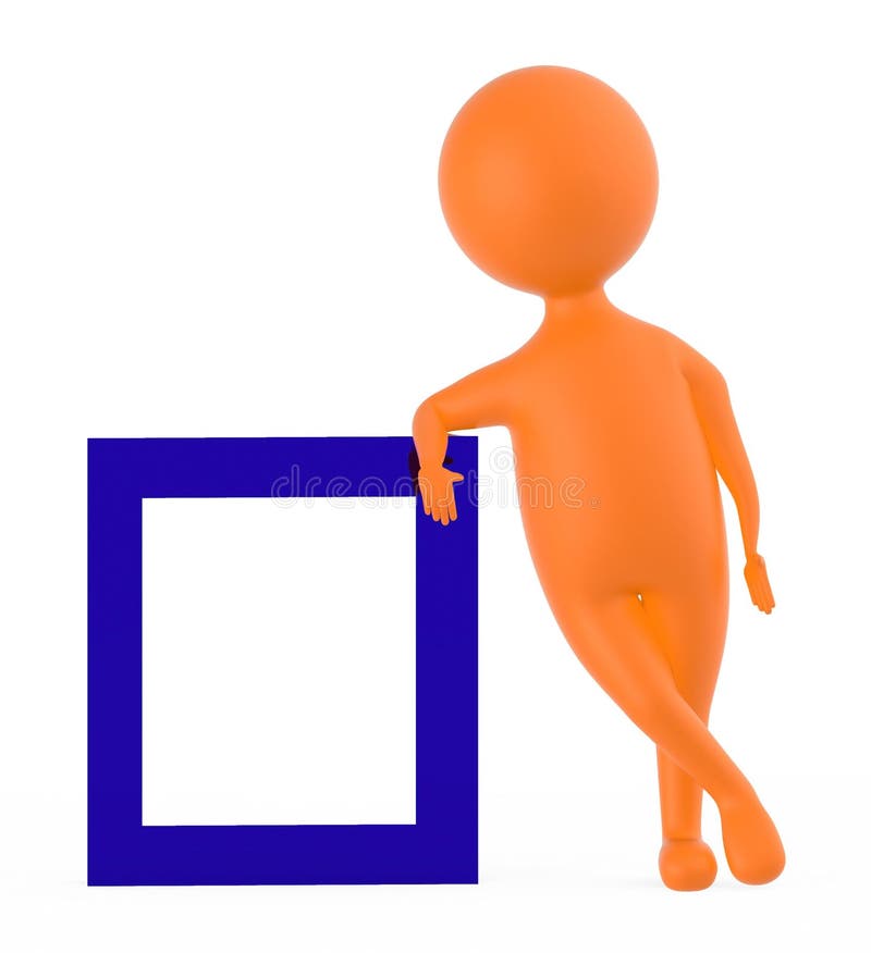 Carattere arancione 3d inclinato su una scheda frame illustrazione vettoriale