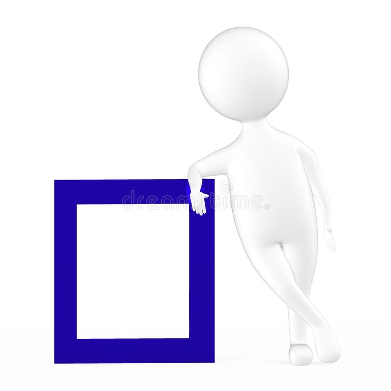 Carattere bianco 3d appoggiato su una scheda frame royalty illustrazione gratis