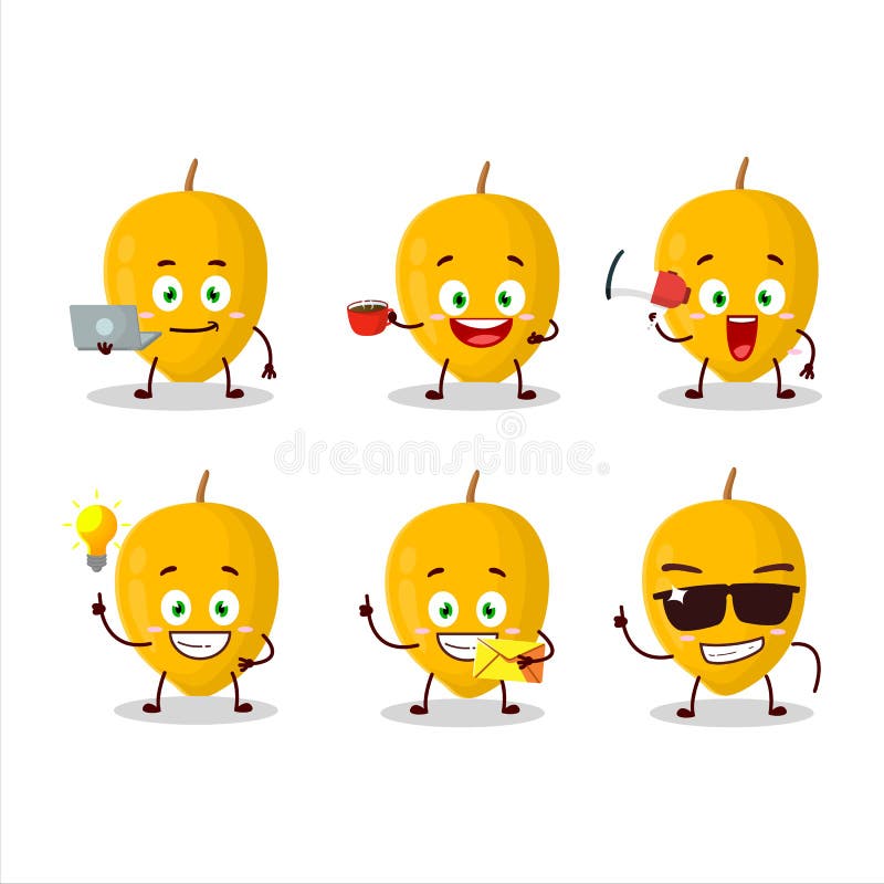 Carattere canistel cartoon con vari tipi di emoticon illustrazione di stock