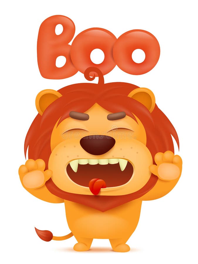 Carattere di emoji del fumetto del leone che dice fischio illustrazione di stock Carattere di emoji del fumetto del leone che dice fischio illustrazione di stock
