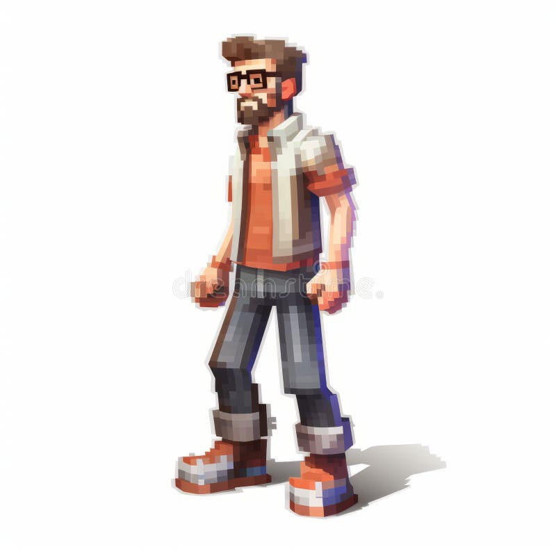 Carattere di gioco con pixel in rendering iperdettagliato realistico royalty illustrazione gratis