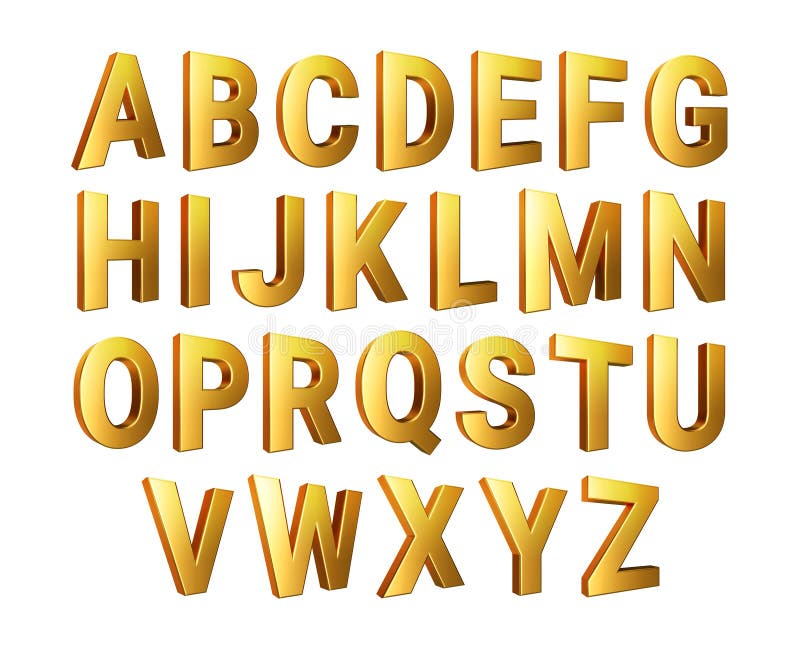 Carattere dorato. lettere alfabetiche isolate su uno sfondo bianco con tracciato di ritaglio illustrazione 3d royalty illustrazione gratis