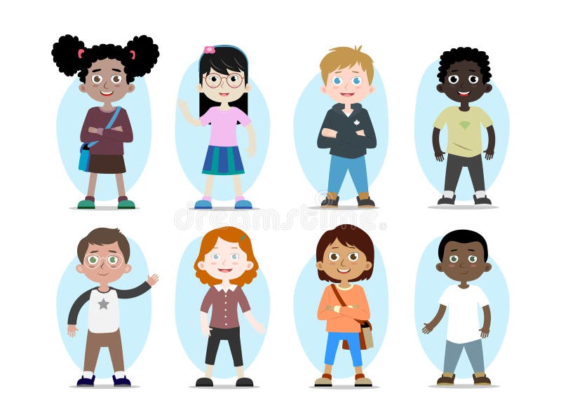 Caratteri dei bambini di vettore delle corse differenti royalty illustrazione gratis Caratteri dei bambini di vettore delle corse differenti royalty illustrazione gratis