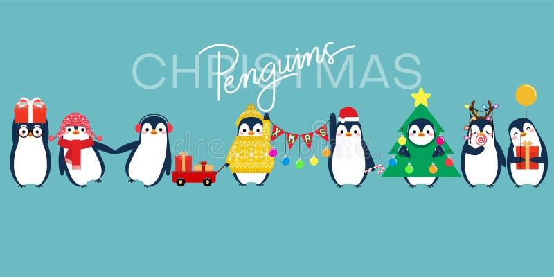 Caratteri del pinguino di Natale illustrazione vettoriale Caratteri del pinguino di Natale illustrazione vettoriale