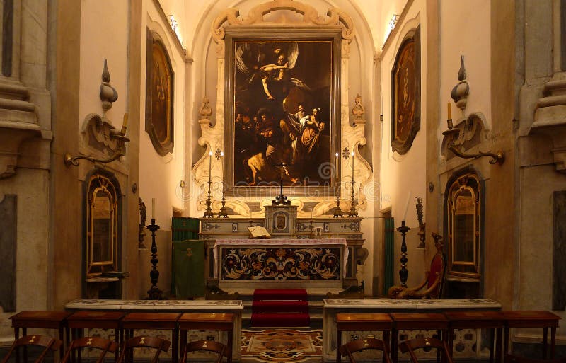 Caravaggio-` s Sette Opere di Misericordia in Neapel, Italien stockbild Caravaggio-` s Sette Opere di Misericordia in Neapel, Italien stockbild