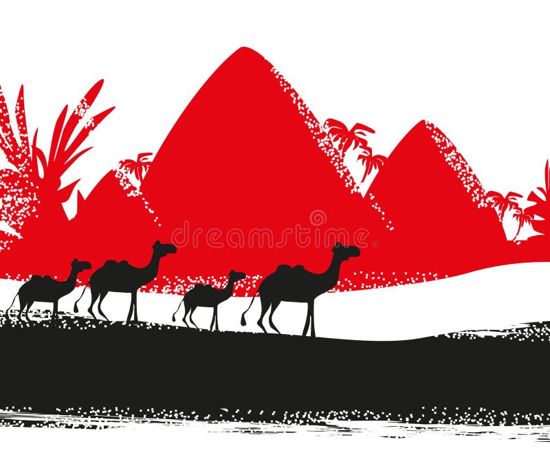 Caravane de chameau en Afrique sauvage illustration libre de droits Caravane de chameau en Afrique sauvage illustration libre de droits