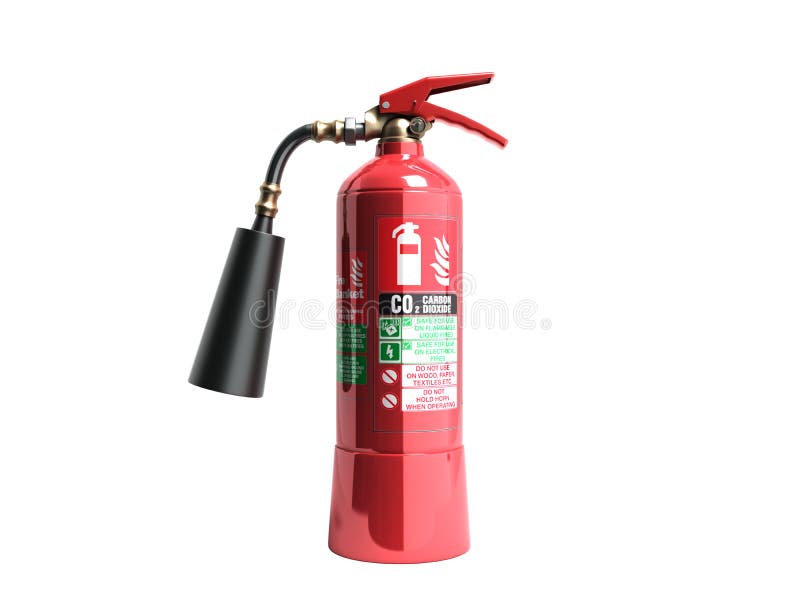Carbon dioxide fire extinguisher 3d render on white background no shadow. Metal n stock images, royalty-free photos and pictures