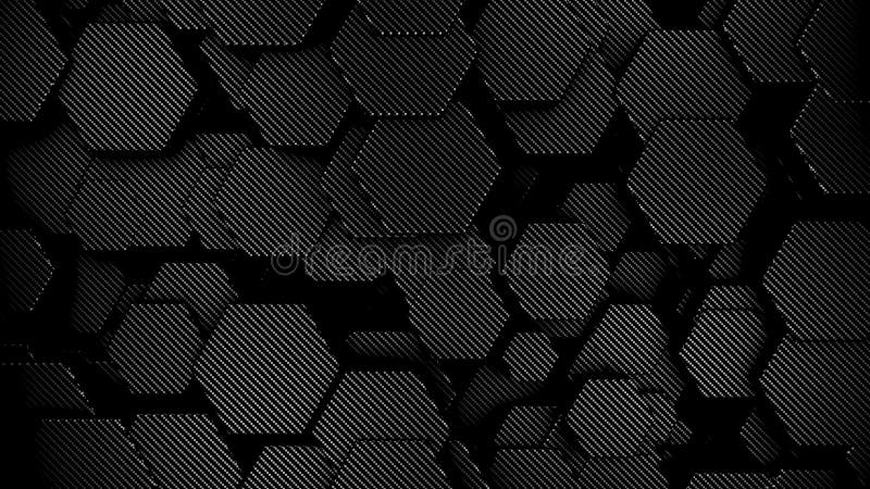 Carbon Fiber Hexagons Background, 3d Render Stock Illustration