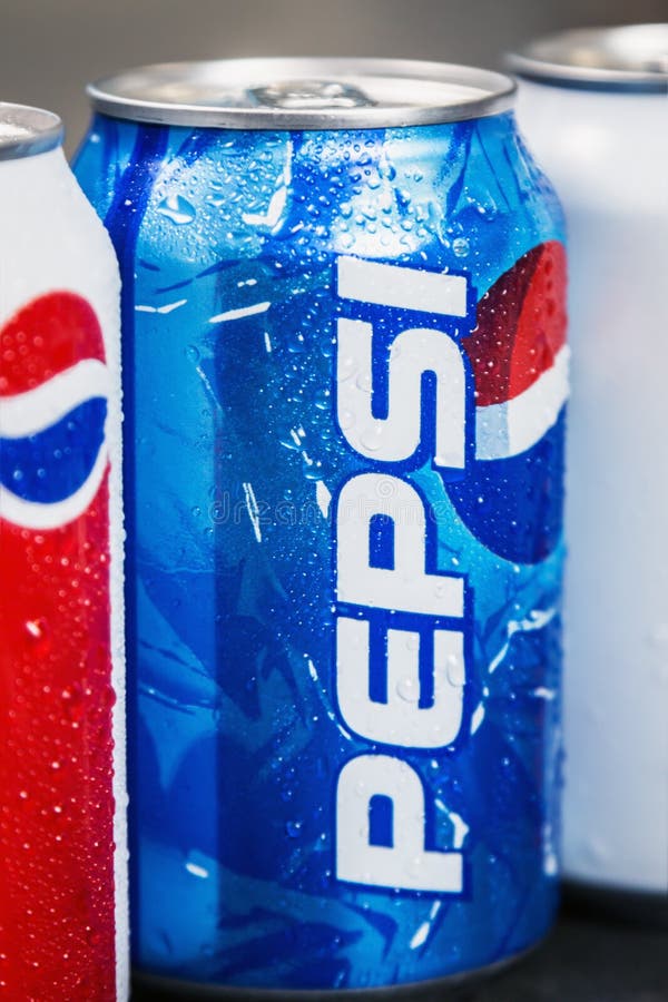Carbonated Pepsi Drink in Different Packaging Design Times Editorial