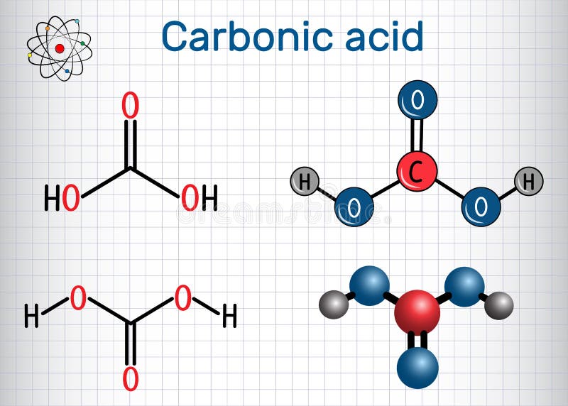 Carbonic acid H2CO3 molecule Structural chemical formula and. 