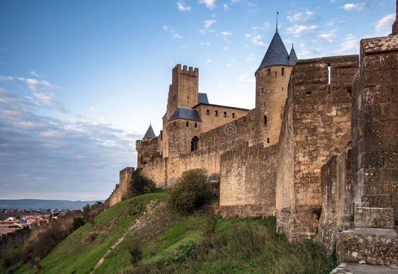 Aerial Top View Of Carcassonne Medieval City And Fortress Castle From Above,  Sourthern France Stock Photo, Picture and Royalty Free Image. Image  81282595.