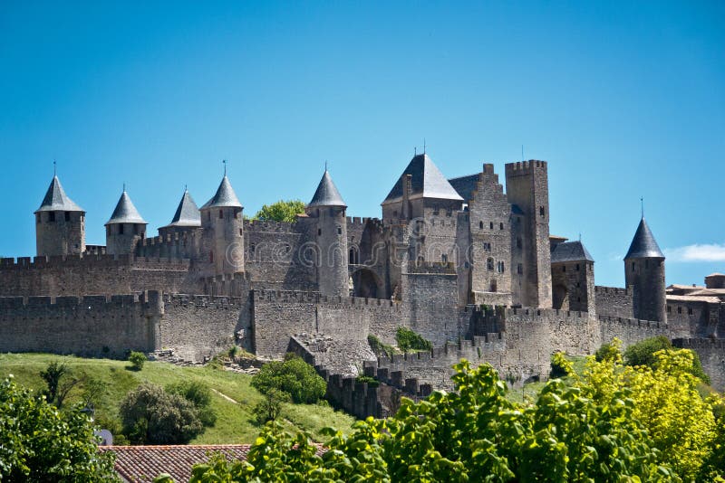 Aerial Top View Of Carcassonne Medieval City And Fortress Castle From Above,  Sourthern France Stock Photo, Picture and Royalty Free Image. Image  81282595.