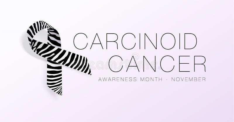 Carcinoid Cancer Awareness Calligraphy Poster Design. Realistic Zebra Stripe Ribbon. November is Cancer Awareness Month. Vector vector illustration Carcinoid Cancer Awareness Calligraphy Poster Design. Realistic Zebra Stripe Ribbon. November is Cancer Awareness Month. Vector vector illustration