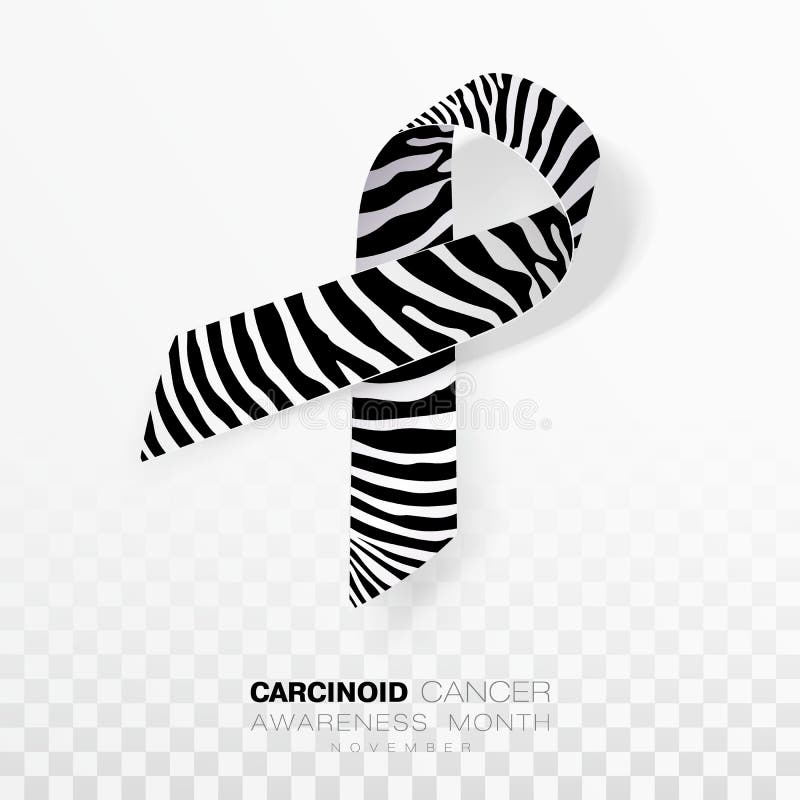 Carcinoid Cancer Awareness Month Zebra Stripe Color Ribbon Isolated On Carcinoid Cancer Awareness Month Zebra Stripe Color Ribbon Isolated On