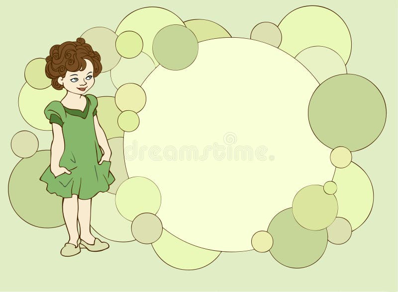 Cute little girl on the background where your text can be placed. Compliments people vectors