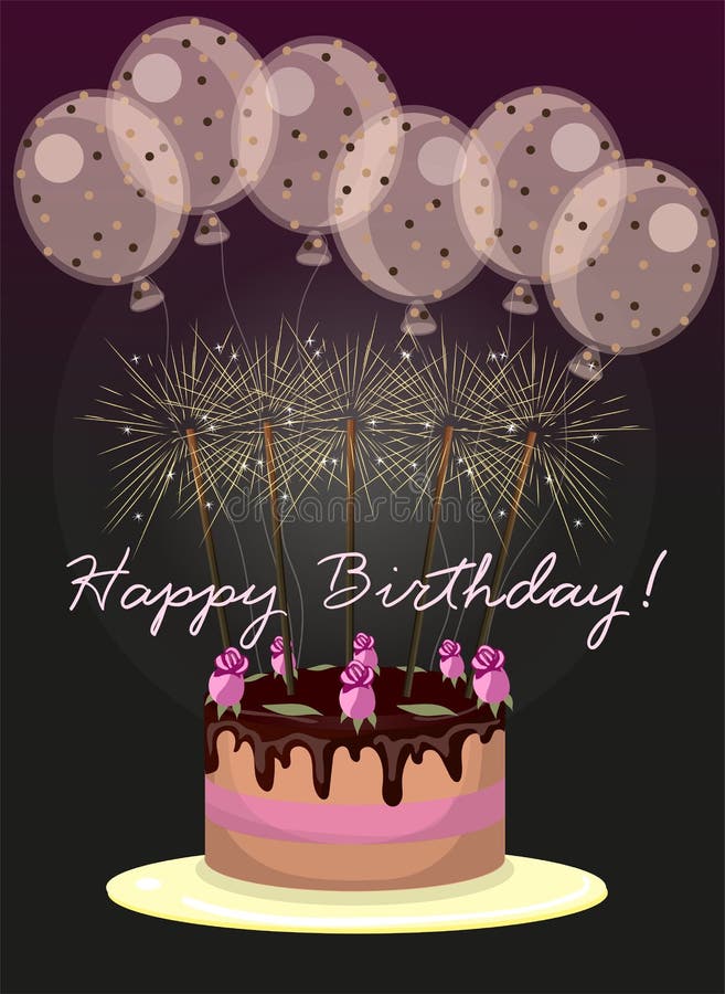 Card with balloons and cake royalty free illustration Card with balloons and cake royalty free illustration