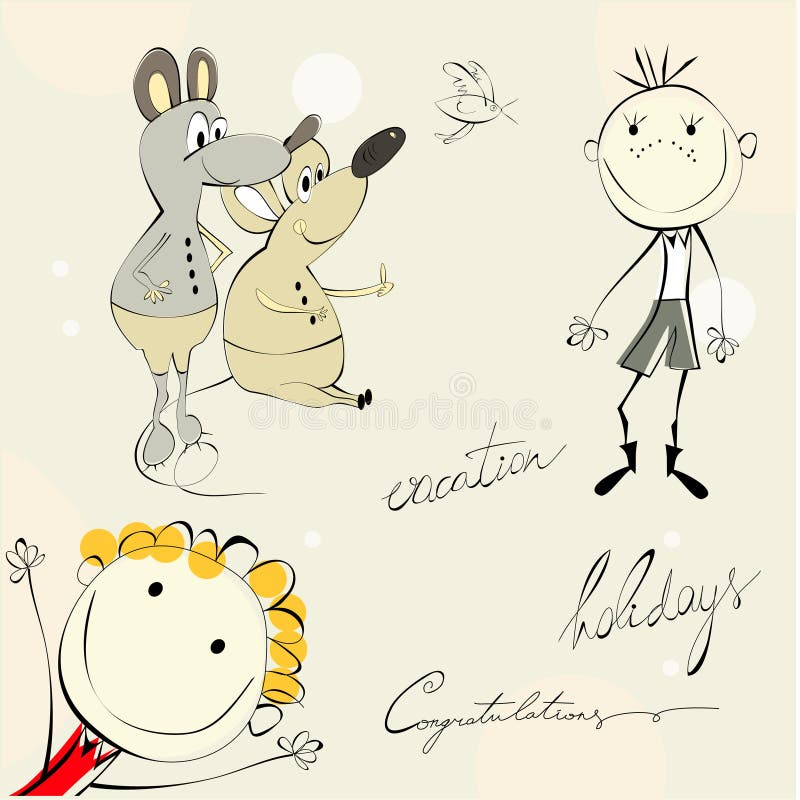 Card with cartoon style illustration