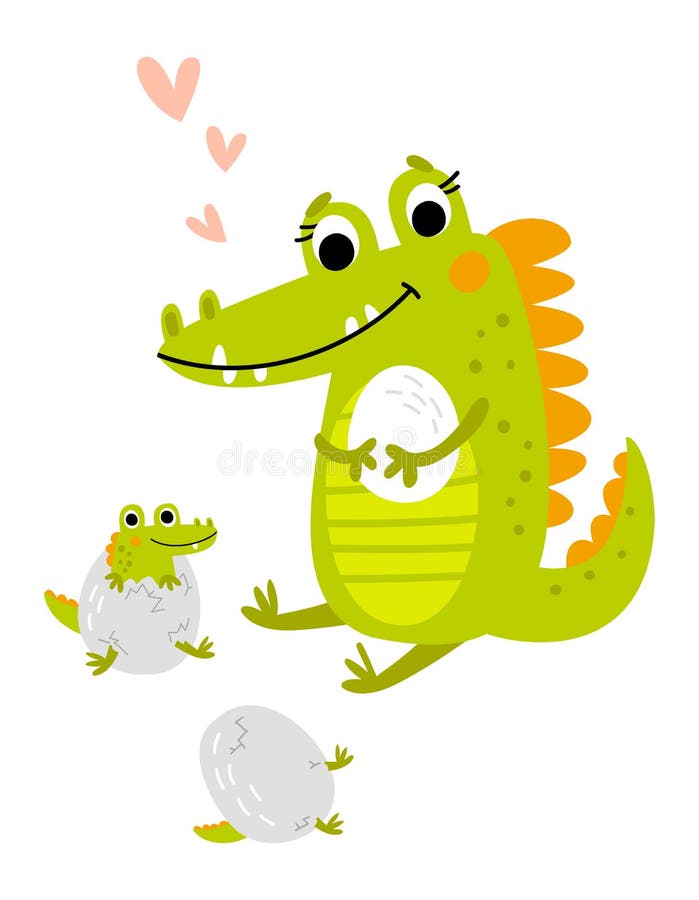 Card with croco Mom and children