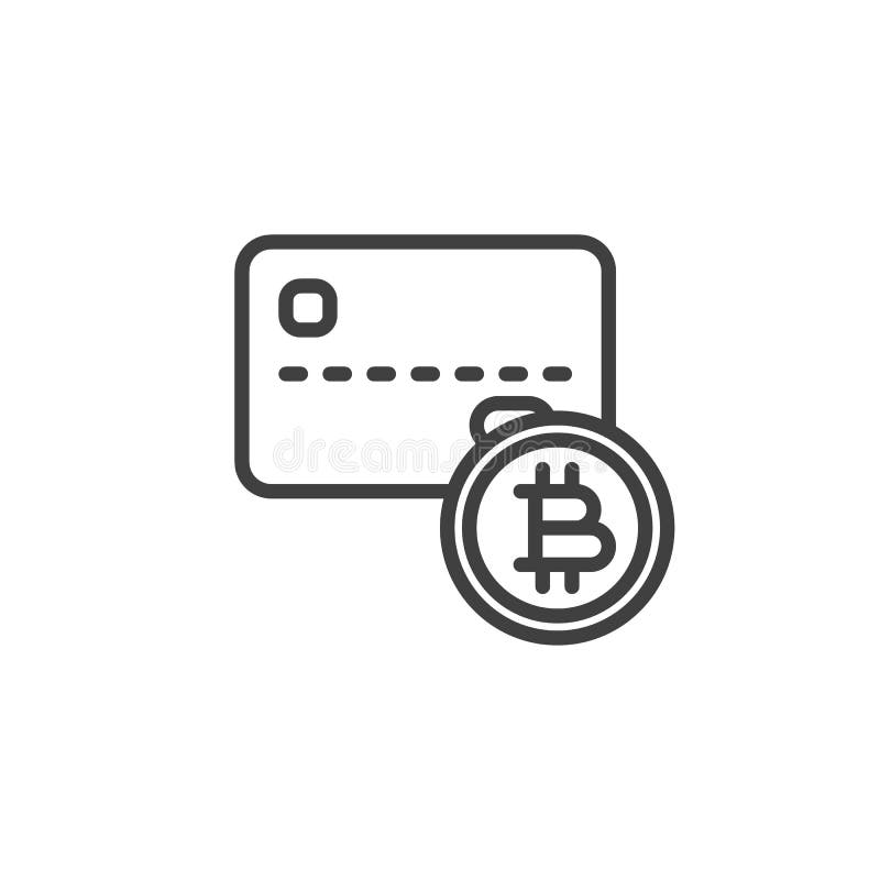 Card de credit și pictogramă linie bitcoin stock illustration