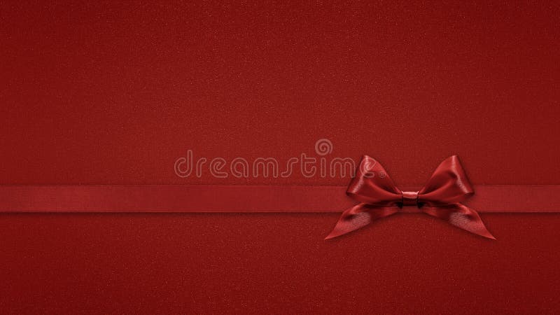 Card de întâmpinare cu cadou necompletat cu bandă cu panglică roșie lucioasă pe fundal roșu și șablon de spațiu pentru copiere pen royalty free stock image