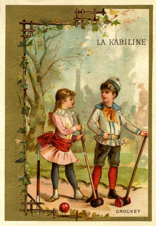 [Card Depicting Two Children Playing Croquet] Picture. Image 222348758