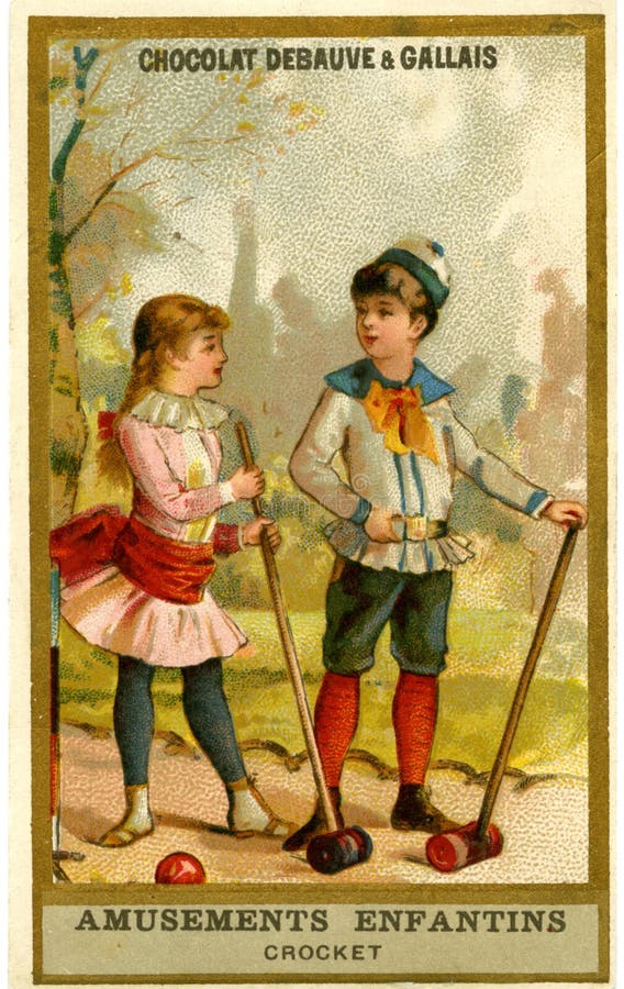[Card Depicting Two Children Playing Croquet] Picture. Image 222374740