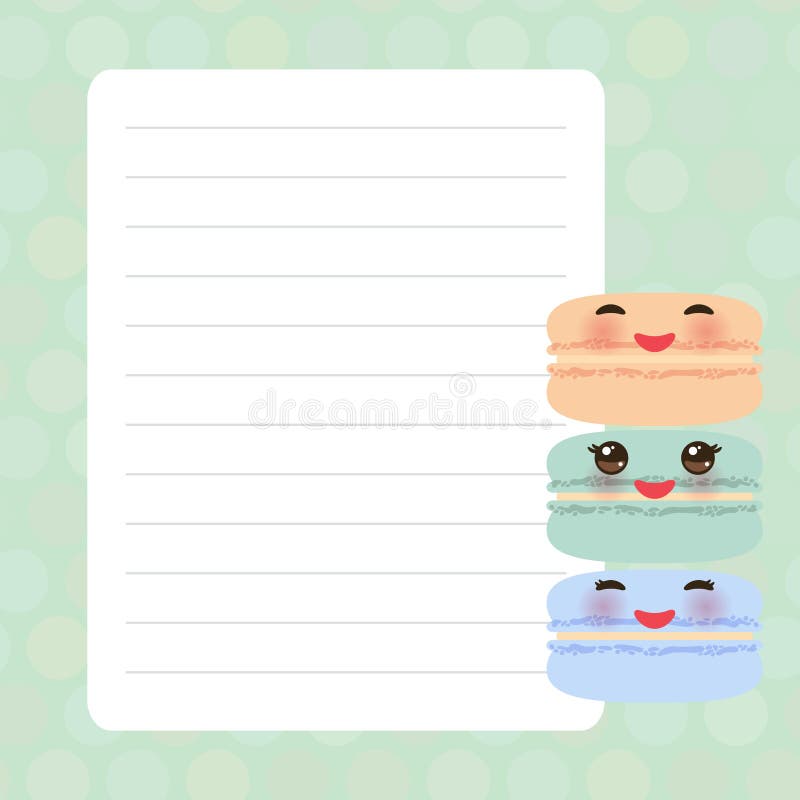 Kawaii Notebook Page Template Stock Illustration - Download Image