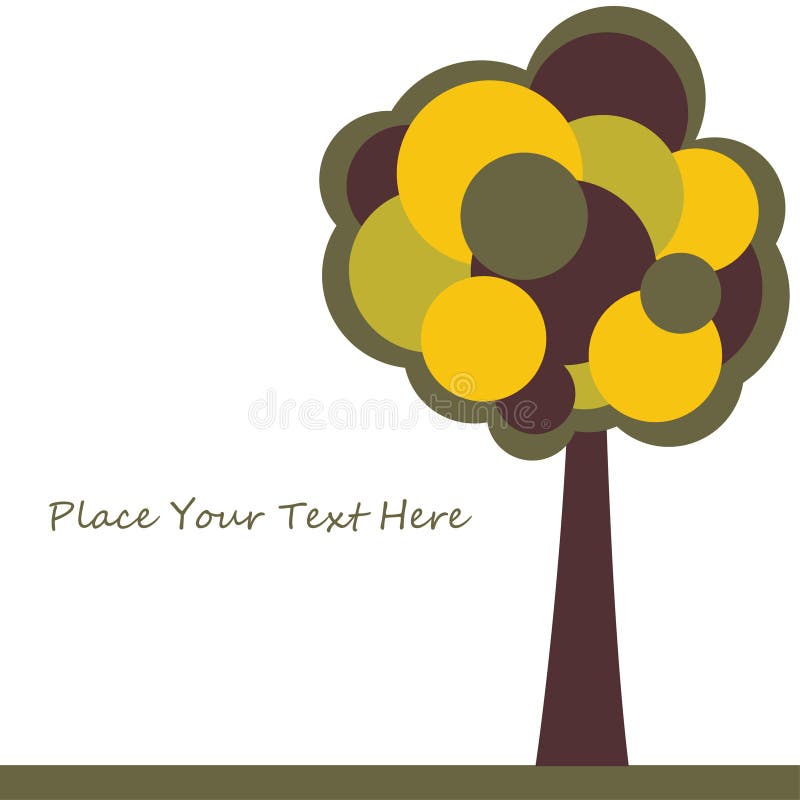 Card design with stylized trees and text