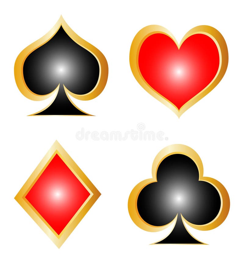 Set of playing card on white background. Golden poker vectors