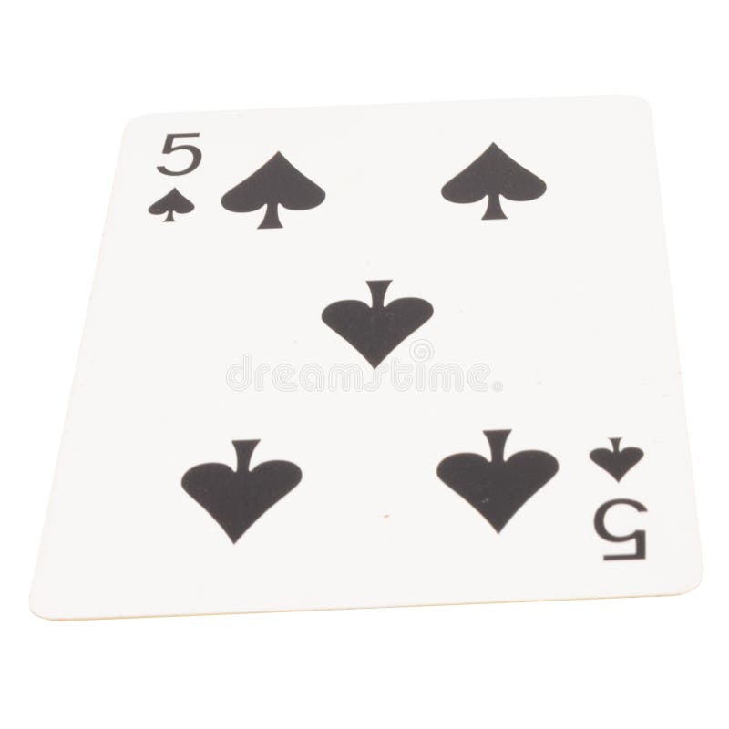 Card gambling on white game luck five spades stock photos