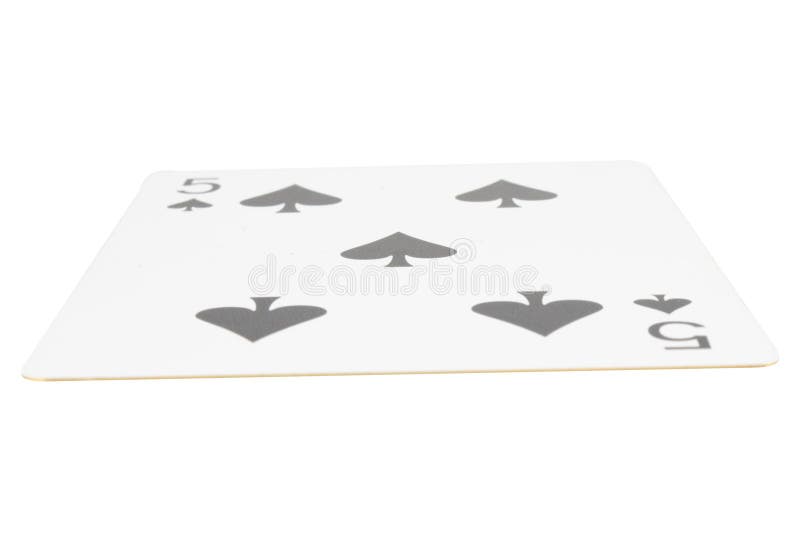 Card gambling on white game luck five spades royalty free stock photography