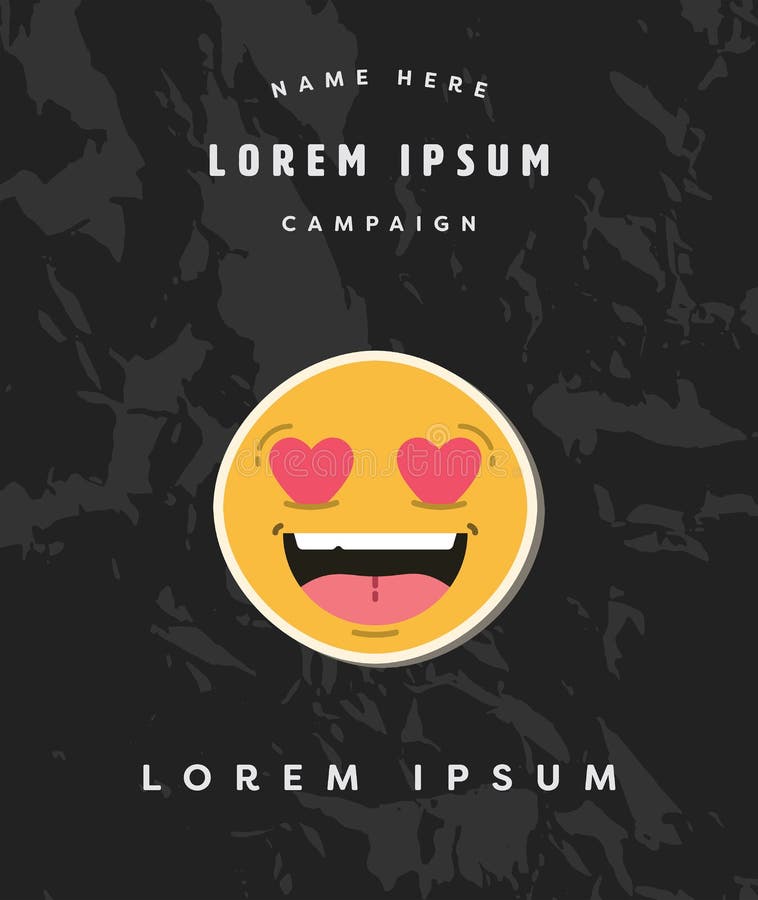 Card with Heart Eyes Emoji and Text Lorem Ipsum Stock Vector