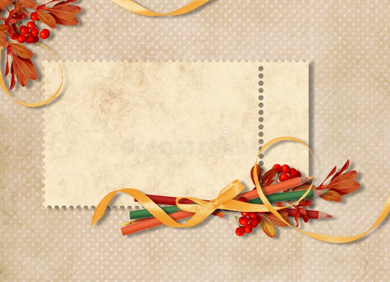 Card for the holiday with autumn leaves stock illustration