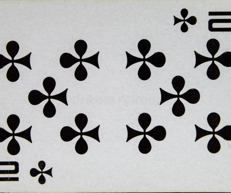 Card playing a dozen clubs, suits of stock photos