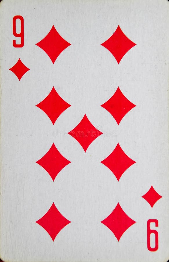 Card playing nine diamonds, suit bubi stock photo
