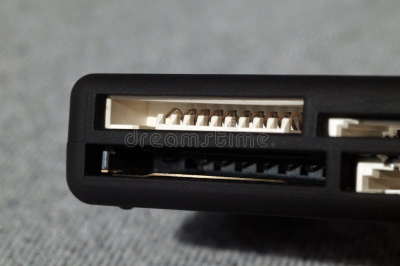 Card Reader. Ports for Various Memory Card Formats. Shallow Depth of
