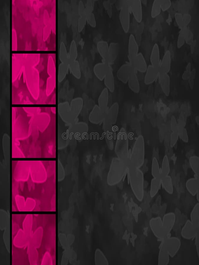 Card Pink and Grey Background with Butterflies Glitter Stock Image