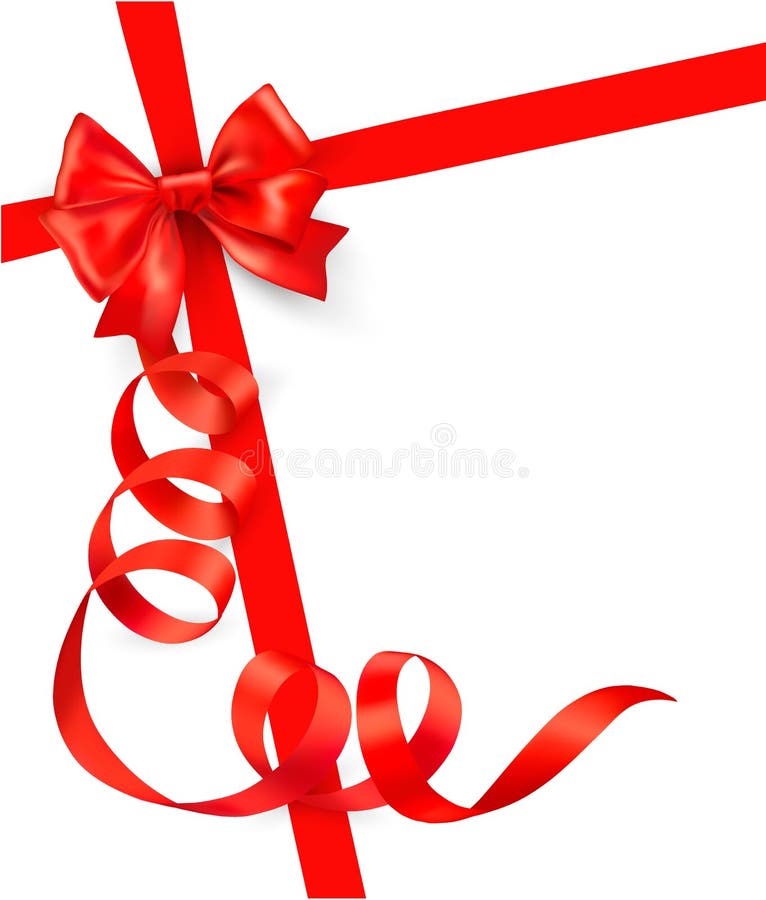 Card with Red Gift Bow with Ribbons Stock Vector Illustration of