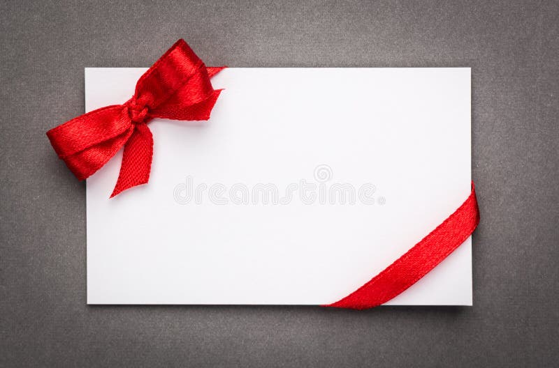 Card with red ribbons bows stock image
