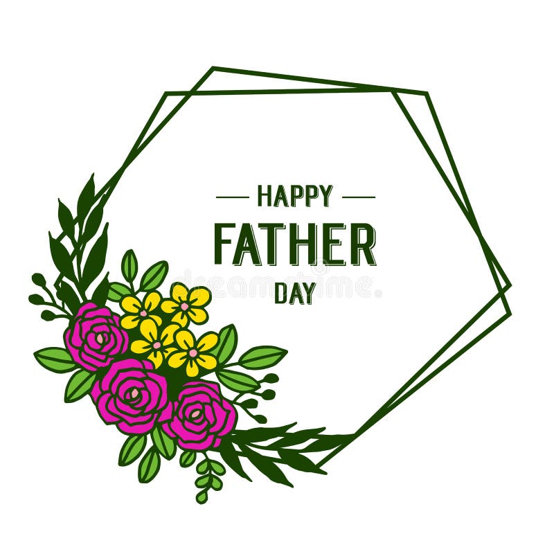 Card Shape for Happy Father Day, Pattern Art Colorful Flower. Vector Stock Vector Illustration