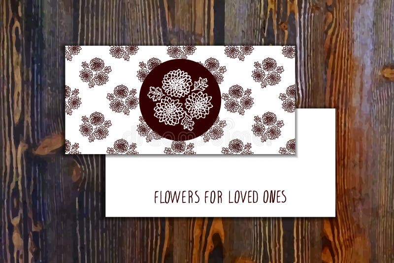 Card template with seamless pattern and floral