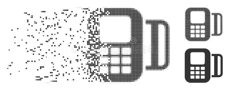 Card Terminal Decomposed Pixel Halftone Icon vector illustration