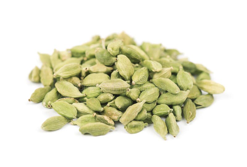 Cardamom Seeds Isolated on White Background. Top View. Stock Image