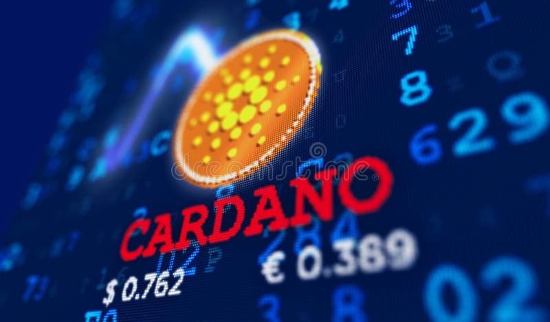 Cardano currency coin and name stock illustration Cardano currency coin and name stock illustration