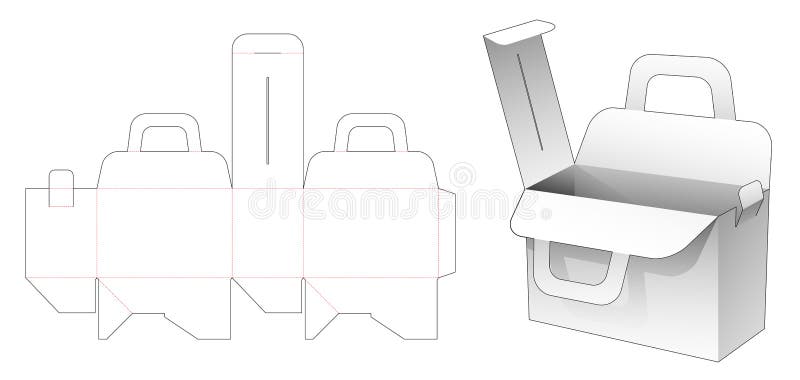 Cardboard bag box die cut template design royalty free illustration