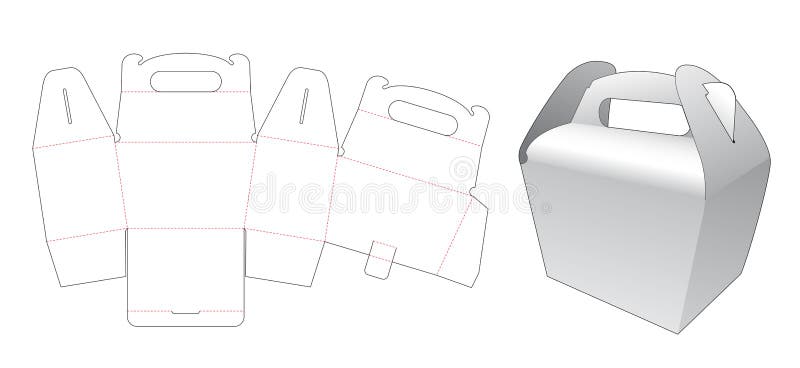 Cardboard bag with handle die cut template royalty free illustration